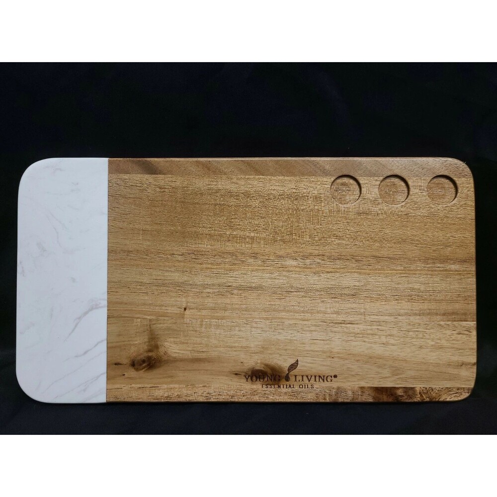 Cutting Board 13” Charcuterie Carved Wood Marble Young Living Essential Oil Tray